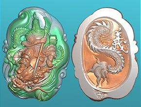 龙关羽玉石手把件玉雕电脑雕刻机图纸_享刻数控