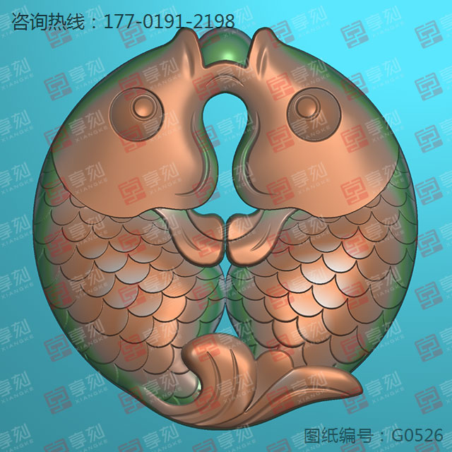 双鱼玉石玉雕电脑雕刻机图纸