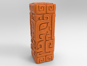 饕餮纹柱印章玉雕电脑雕刻机图纸_享刻数控雕刻