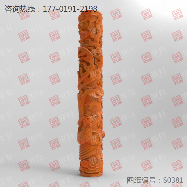 凤凰圆柱玉石玉雕电脑雕刻机图纸