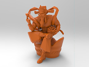 霸气肌肉财神国潮立体摆件电脑模型图_享刻数控