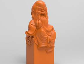 福禄寿_寿星立体印章玉石雕刻精雕图_享刻数控雕