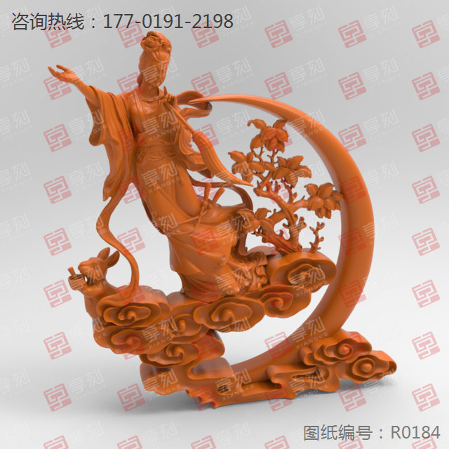 嫦娥奔月五轴立体摆件电脑雕刻图纸