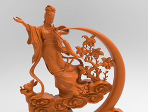 嫦娥奔月五轴立体摆件电脑雕刻图纸_享刻数控雕