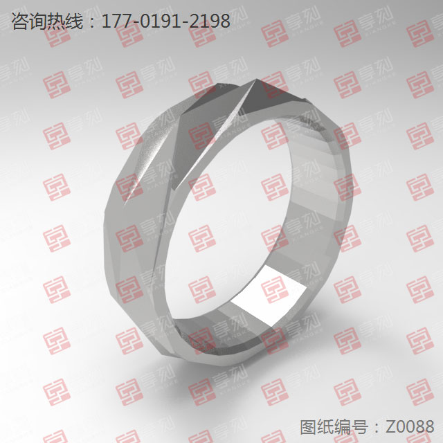 菱纹戒指金属金银铜戒指雕刻模型图