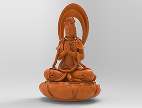 立体坐观音吊坠摆件电脑玉石水晶精雕图_享刻数