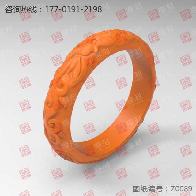 手镯玉石雕花花件纹理浮雕电脑精雕图