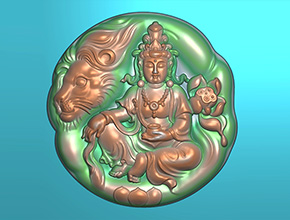 文殊菩萨翡翠玉雕电脑雕刻精雕图_享刻数控雕刻