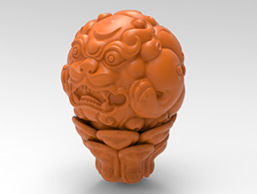 狮子三通珠子桶珠电脑雕刻图模型立体图_享刻数