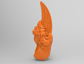 仿古凤牙吊坠玉雕玉石雕刻电脑模型图_享刻数控