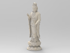 莲花站观音3D模型雕刻图STL玉雕精雕图_享刻数控
