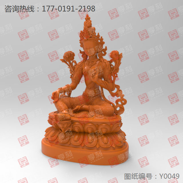 度母镂空款摆件玉雕图纸_玉石加工全套设备厂家