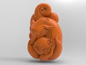 九尾狐吊坠立体玉雕图纸_玉石加工全套设备厂家