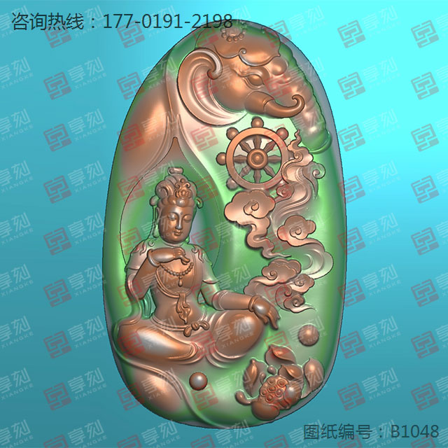 普贤观音挂件玉雕图纸_玉石加工全套设备厂家