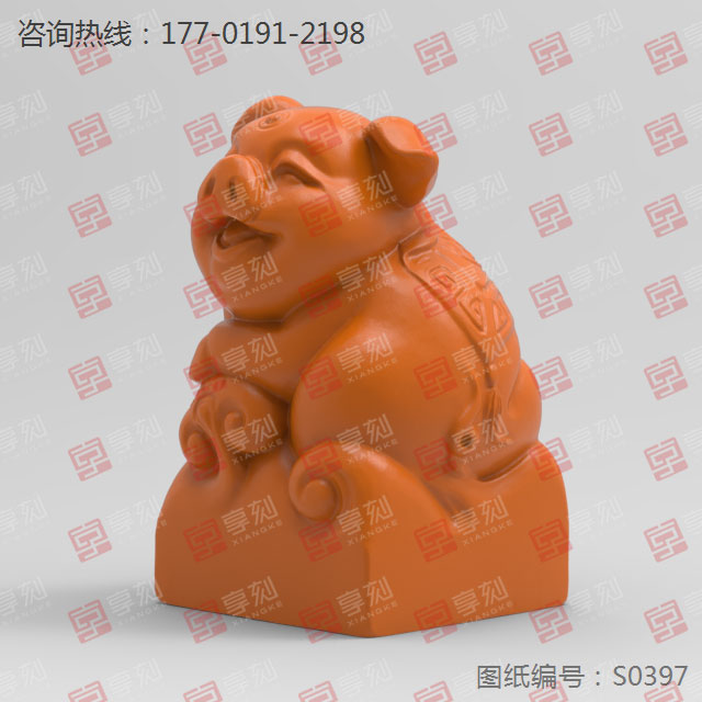 福猪印章摆件玉雕图纸_玉石加工全套设备厂家