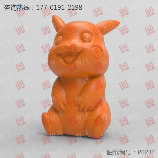 皮卡丘摆件立体雕刻打印模型_玉石加工全套设备厂家