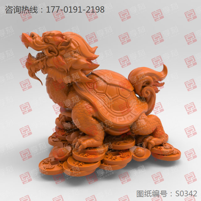 古代神兽龙龟立体模型图纸_玉石加工全套设备厂家