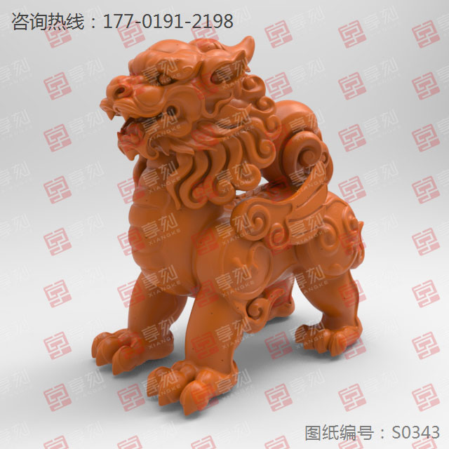 古代神兽麒麟立体模型图纸_玉石加工全套设备厂家