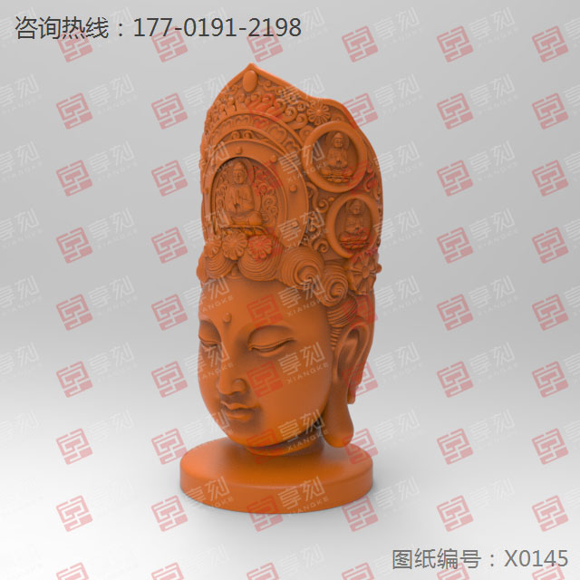 观音头摆件3d立体模型图_玉石加工全套设备厂家