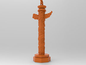 天安门盘龙住立体3d模型图雕刻图_玉石加工全套