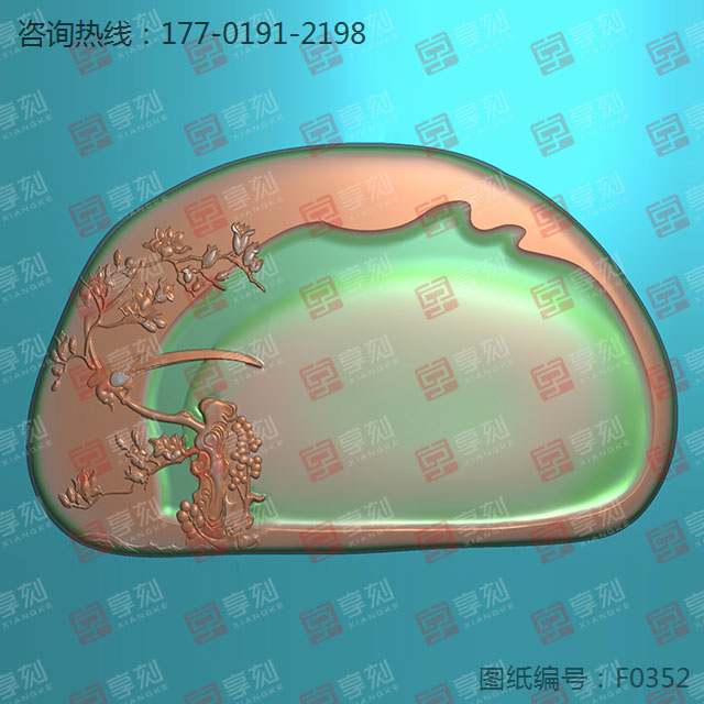 砚台梅花喜鹊电脑雕刻模型图_玉石加工全套设备厂家