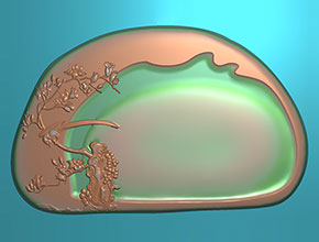砚台梅花喜鹊电脑雕刻模型图纸_玉石加工全套设