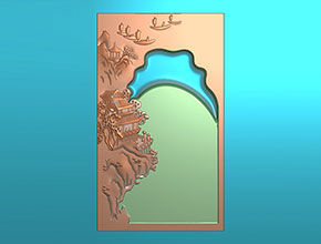 砚台山水浮雕电脑模型图雕刻图_玉石加工全套设