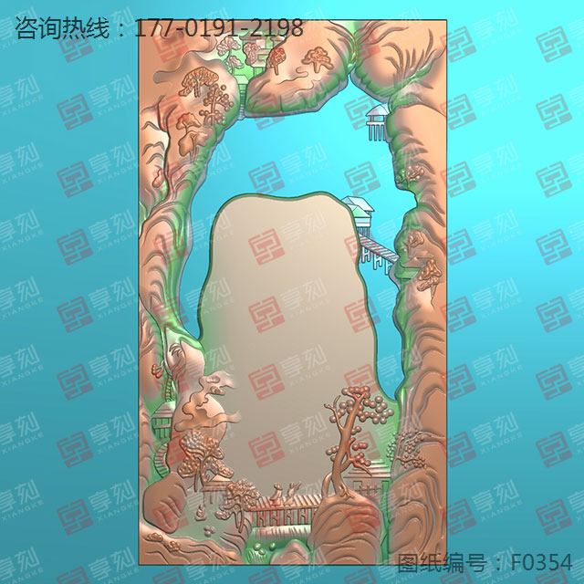 砚台山水人物电脑雕刻模型图_玉石加工全套设备厂家