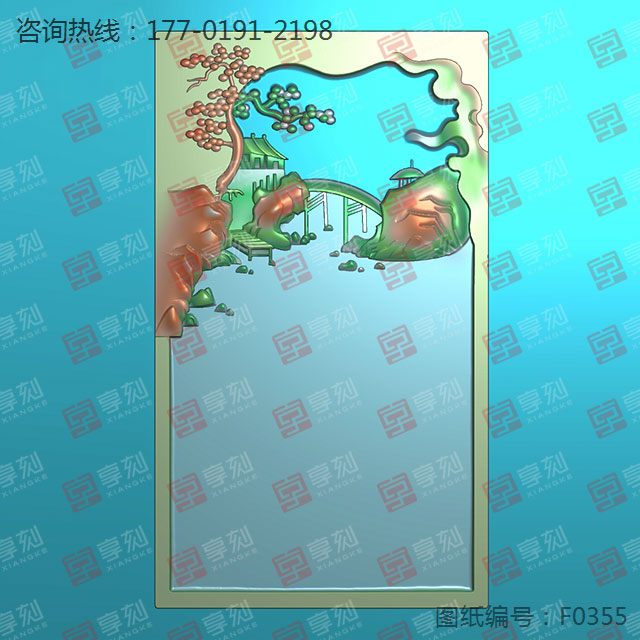 山水类砚台电脑雕刻图案图纸_玉石加工全套设备厂家