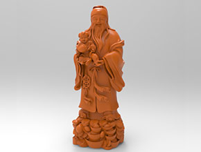 星福禄寿人物立体电脑玉雕模型图纸_玉石雕刻机