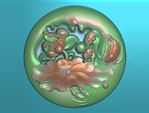 锦鲤荷花玉雕电脑雕刻图纸_玉石雕刻机