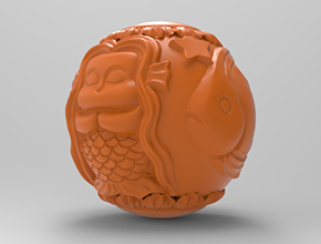 美人鱼圆珠浮雕电脑雕刻图纸_玉石雕刻机