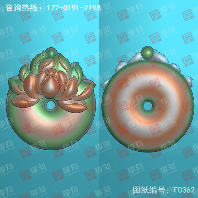 莲花平安扣玉雕电脑模型图纸_玉石雕刻工具厂家