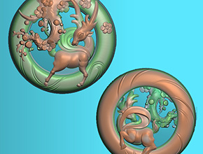 镂空梅花鹿玉雕电脑模型图纸_玉石雕刻工具厂家