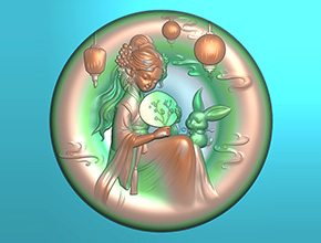 嫦娥玉兔玉雕牌电脑精雕图_玉石雕刻工具厂家