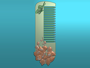 茶花蝴蝶梳子电脑精雕图纸_玉石雕刻工具厂家