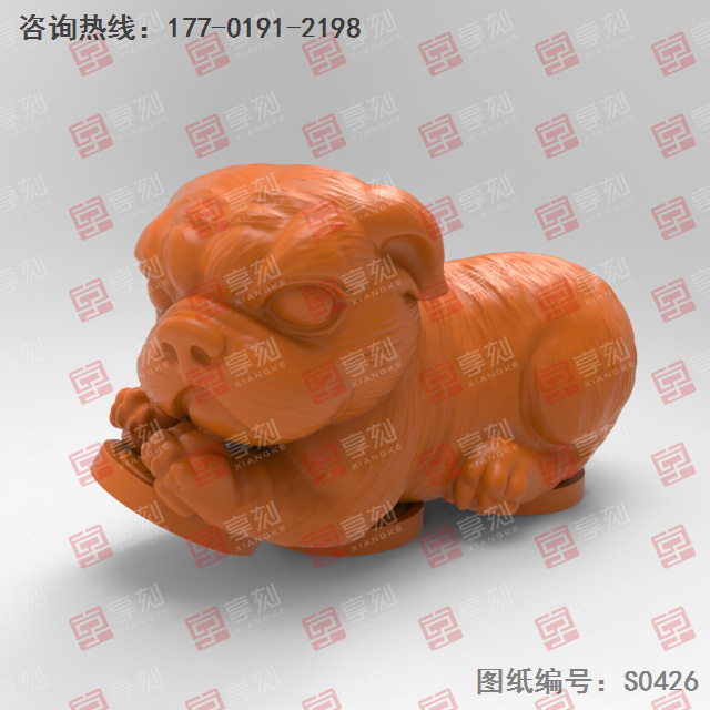 金钱狗茶宠手把件圆雕雕刻图纸_玉石雕刻工具厂家