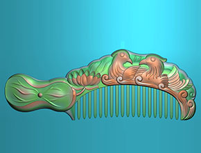 鸳鸯戏水梳子电脑精雕模型图纸_玉石雕刻工具厂