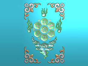 七字真言佛牌电脑翡翠雕刻电脑图纸_玉石雕刻机