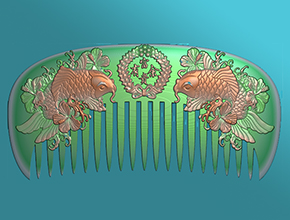双鱼梳子电脑雕刻模型图_玉石雕刻机厂家