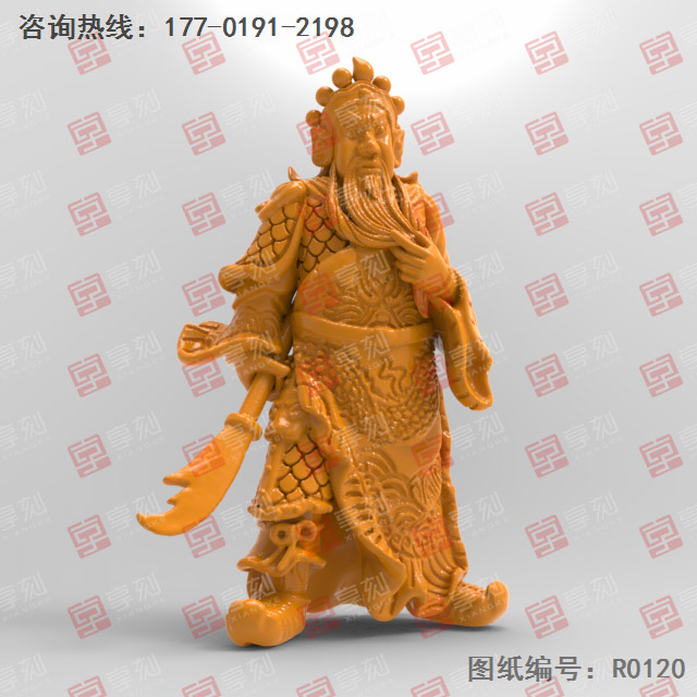 玉石关公门神立体精雕模型图纸_玉石雕刻机厂家