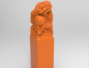 龙印章玉石木雕电脑精雕模型图_玉石雕刻机厂家