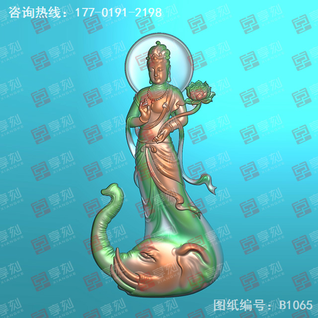 普贤观音玉石吊坠电脑精雕图_玉石雕刻机厂家