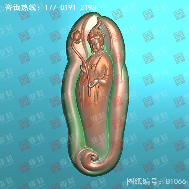 荷花观音玉石吊坠电脑精雕图_玉石雕刻机厂家