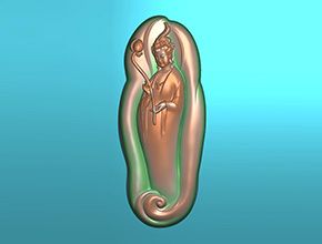 荷花观音玉石吊坠电脑精雕图_玉石雕刻机厂家