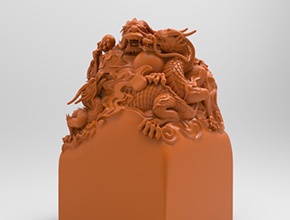 印章五龙立体玉石工艺品电脑精雕图纸_玉石雕刻