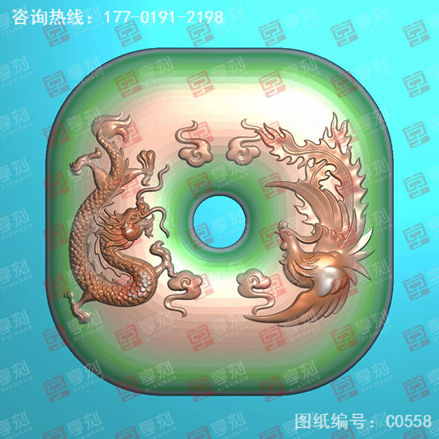 龙凤平安扣玉石电脑精雕图_玉石雕刻机厂家