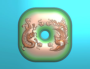 龙凤平安扣玉石电脑精雕图_玉石雕刻机厂家