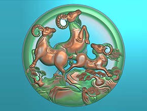 三羊开泰玉雕电脑雕刻精雕图纸_玉石雕刻机厂家