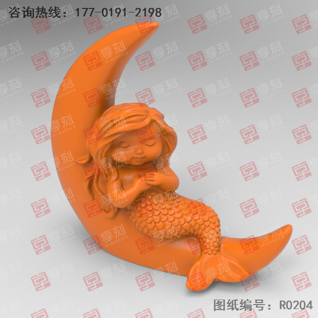 美人鱼工艺品雕刻电脑模型图_玉石雕刻机厂家